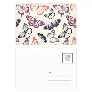 Imagem de Borboleta em fundo rosa pálido conjunto de cartão postal aniversário cartão de agradecimento