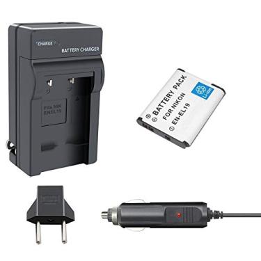 Imagem de Kit Bateria EN-EL19 + carregador para câmera digital e filmadora Nikon Coolpix S100, 3100, 4100, S-3300, S4300