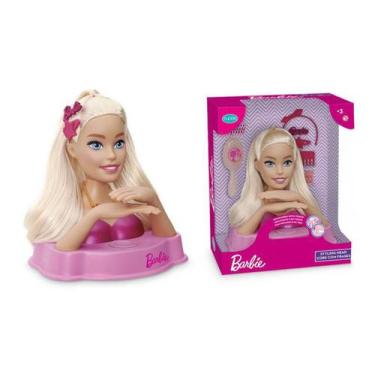 Imagem de Boneca Cabeça Busto Barbie Fala 12 Frases Acessórios Para Enfeitar Maq