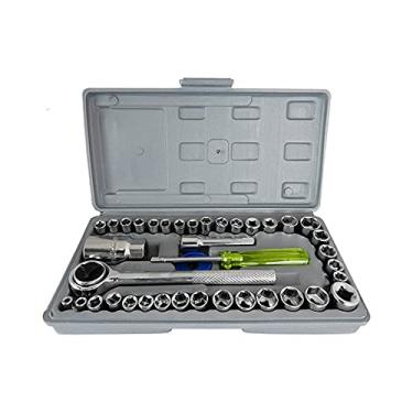 Imagem de KIT CHAVE CATRACA REVERSÍVEL JOGO PROFISSIONAL DE SOQUETES 40 PEÇAS