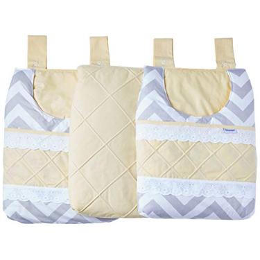 Imagem de Porta Fraldas 3 pcs bordado ingles Brooklyn chevron cinza amarelo, Biramar Baby, Amarelo