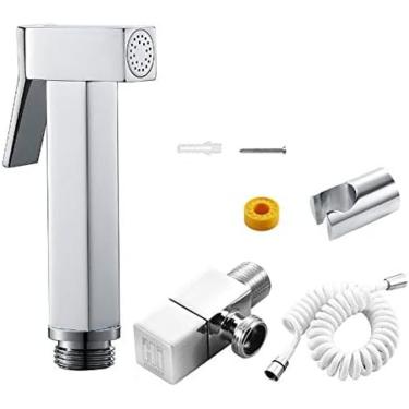 Imagem de Kit De Pulverizador De Fraldas De Pano Pulverizador De Bidê De Mão Quadrado De Latão Kit De Banheiro Cromado Pulverizador De Banheiro Montado Na Parede Para Banheiro Frio Individual Com Mangueira