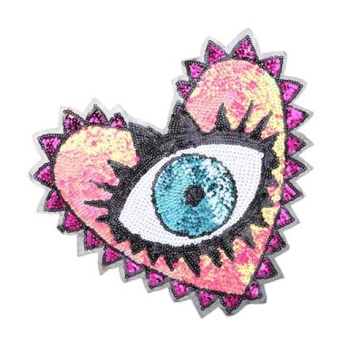 Imagem de SHINEOFI 1 Unidade patches de artesanato manchas de olhos de lantejoulas decoração remendos para roupas remendos de roupas em forma de coração decorar globo ocular Fragmento