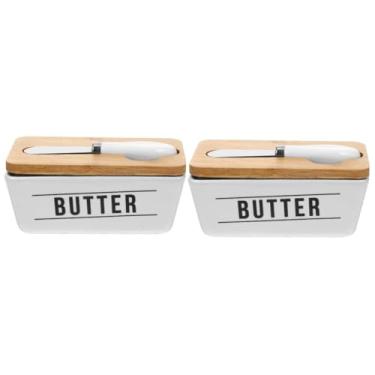 Imagem de Garneck 2 Conjuntos caixa de manteiga utensilios para cozinha utensílios de cozinha fatiador de queijo recipiente de corte de manteiga bandeja de manteiga com tampa doméstico espátula