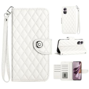 Imagem de Para Oppo Reno10, capa carteira com alça de pulso, capa flip de couro com fecho magnético com 7 cartões e 1 compartimento para dinheiro, suporte feminino presente capa de telefone para Oppo Reno10 6,7