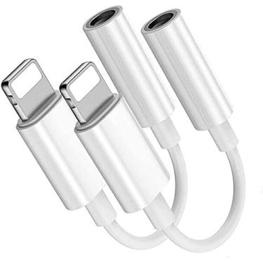 Imagem de [Certificação Apple MFi] Adaptador Lightning para conector de fone de ouvido de 3,5 mm, pacote com 2 fones de ouvido, cabo dongle para iPhone, compatível com iPhone 13/12/11Pro/XR/XS Max/X/8/7, suporta todos os iOS + controle de música