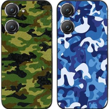 Imagem de 2 peças camuflagem TPU gel silicone capa de telefone traseira para Asus Zenfone 8/9 / 10 (Asus Zenfone 9)