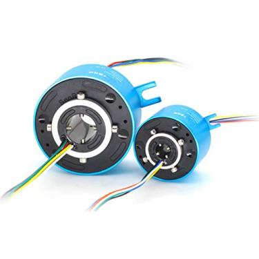 Imagem de Taidacent Anéis deslizantes rotativos condutores de furo de passagem anel de escova elétrica giratório conector elétrico anel deslizante diâmetro interno 20mm 12 fios 10A
