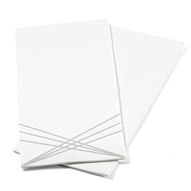 Imagem de Pacote com 100 toalhas de mão de papel para convidados de linho | Toalhas de papel descartáveis super absorventes Airlaid para banheiro, festa, casamentos ou eventos | 30,5 x 45,7 cm, design