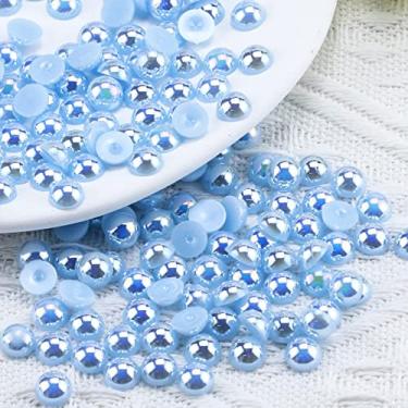 Imagem de Briskbloom 1300 peças 6 mm flatback meias pérolas para artesanato joias scrapbooking decoração de unhas, pérolas planas pedras para sapatos Crocs copos, roupas, imitação de pérolas soltas pedras