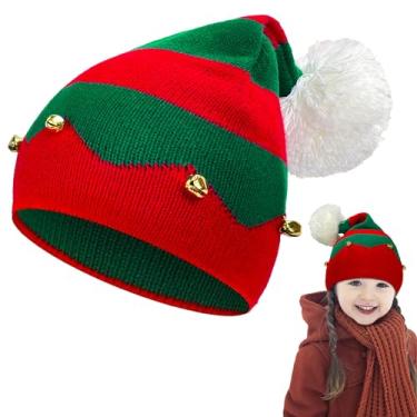 Imagem de Cleacloud Chapéu de elfo para crianças, chapéu de malha de elfo de Natal, gorro de malha para crianças (1 a 6 anos) verde, Verde, M