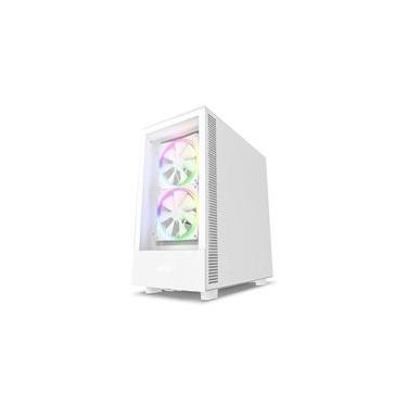 Imagem de Gabinete NZXT H5 Elite Compact, Mid Tower, RGB, ATX, Lateral  e Frontal em Vidro Temperado, 3x Cooler Fan, Branco - CC-H51EW-01