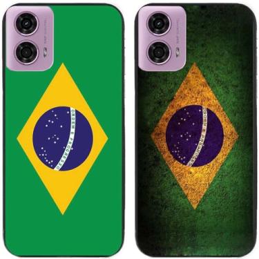 Imagem de 2 peças impressas TPU gel silicone capa traseira para celular Motorola Moto G24 (bandeira do Brasil)