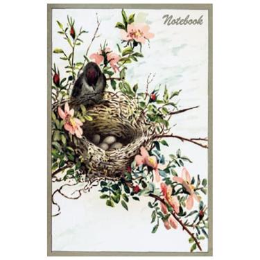Imagem de Caderno de papel quadriculado de 4 x 4 mm (0,6 cm) com pássaro e pintinhos no ninho, 100 folhas