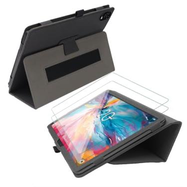 Imagem de Kebiory Capa para tablet TCL Tab 10 NXTPAPER 5G com 2 peças protetoras de tela/capa de couro PU à prova de choque com fecho magnético com alça de mão para TCL TAB 10 NXTPAPER 5G 10,4 polegadas modelo