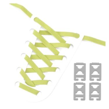Imagem de Elastic No Tie Shoe Laces Anchors Flat Shoelace Lock Clip for Adults and Kids Tieless Shoelaces for Sneakers(Lemon yellow)