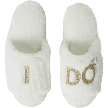 Imagem de Dearfoams Pantufa feminina para noiva/dama de honra I Do & I Do Crew , Bride "I Do", Large
