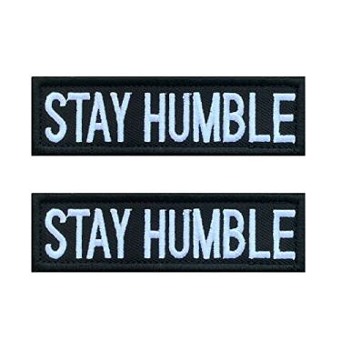 Imagem de Antrix 2 peças Stay Humble Funny Biker Patch Hook & Loop Fixadores Bordados Aplique Costurado Emblema Patch para Roupas Jaqueta Jeans Bolsas Mochilas Camisetas Calças Coleira de Cachorro
