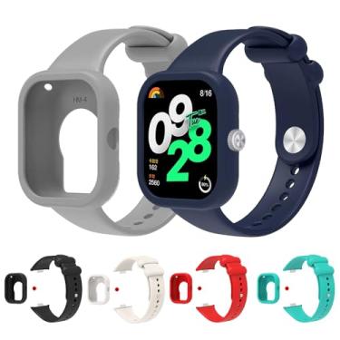 Imagem de Pulseira de silicone + capa protetora para Redmi Watch 4 (Nota: Não aplicável a xiaomi-band-8-pro) (Branco)