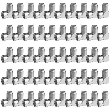 Imagem de Conector coaxial de ângulo reto, 50 peças, tipo F, adaptador fêmea para macho, conector coaxial de ângulo reto, F macho para fêmea, adaptador RG6 coaxial para cabo coaxial e placas de parede coaxial