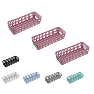 Imagem de Cesto Decorativo Caixa Organizadora Slim G Cozinha Kit Com 3 - Atelie 