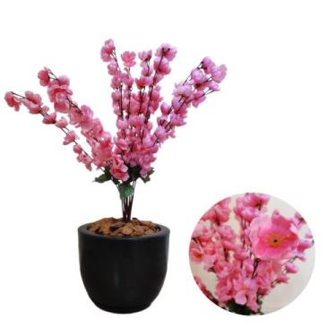 Imagem de Cerejeira Artificial Buquê Rosa Com Vaso Bojo Completo - PlantaImport