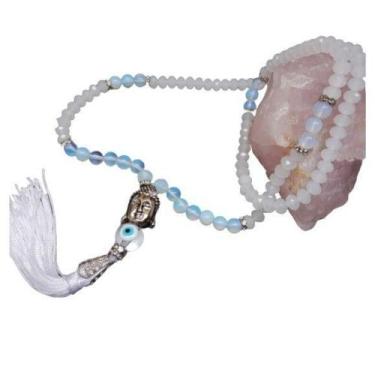 Imagem de Japamala 108 Contas Em Pedra Da Lua E Cristal Chinês Branco - Encanto 