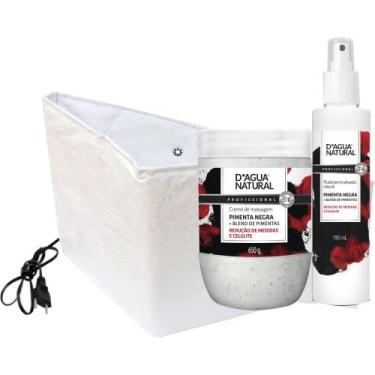 Imagem de Kit termoativo creme e fluido pimenta negra cinta termica 110v - Genér