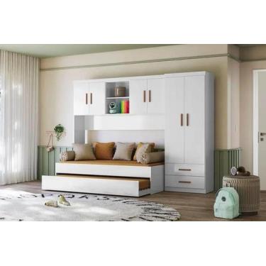 Imagem de Quarto Infantil Modulado Onix Guarda Roupa 2 Portas, Modulo Aereo e Ca