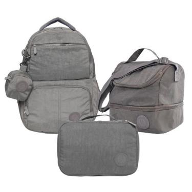 Imagem de Kit Mochila + Estojo + Lancheira Térmica Escolar Estilo Marmita Resist
