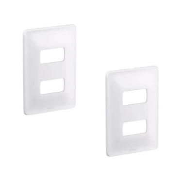 Imagem de Kit 2 Placa 4X2 P/ 2 Mód Branco C Suporte Zeffia Pial 680182 - Pial Le