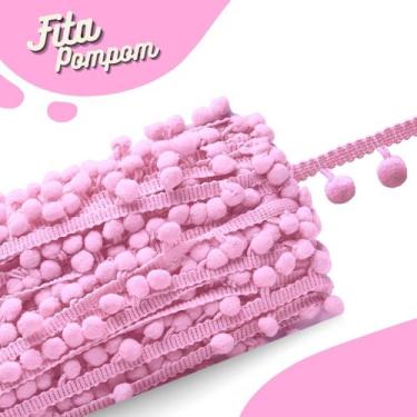 Imagem de Fita Pompom Rosa Claro 30mm Rolo Com 25 Metros - Nybc