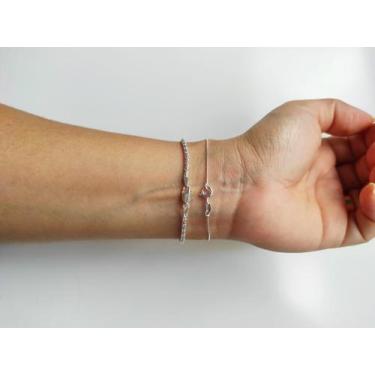 Imagem de Kit 2 Pulseiras Femininas Pipoca Rabo Rato Maciça Prata 925 - DR Jóias