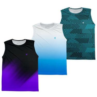 Imagem de Kit 3 Regata Cavada Camiseta Masculina Academia Musculação Caminhada D