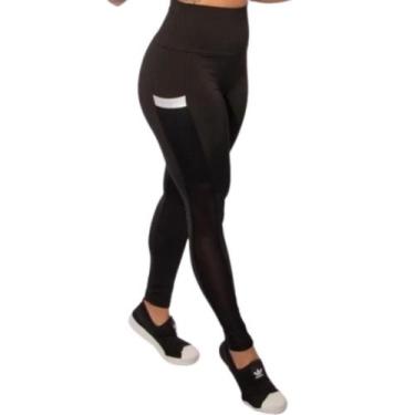 Imagem de Calça Legging Feminina De Academia Com Bolso Lateral Cintura Alta Fitn