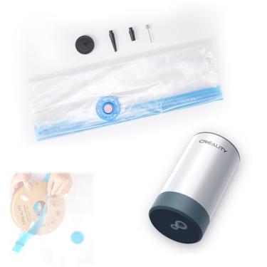 Imagem de Creality Kit de saco de armazenamento de filamento de impressora 3D atualizado para prevenção e monitoramento de umidade Sacos secos de armazenamento PLA (8 sacos selados a vácuo, 1 x bomba de vácuo