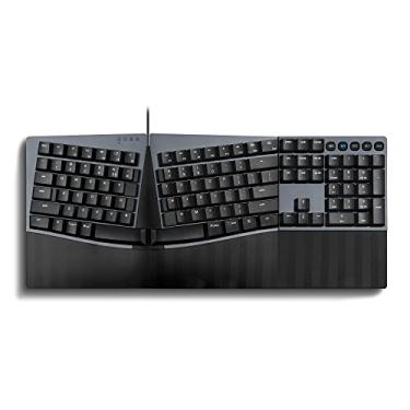 Imagem de Perixx Teclado mecânico ergonômico com fio PERIBOARD-535RD – Interruptores lineares vermelhos de perfil baixo – Função programável com teclas macro – Compatível com Windows e Mac OS X – Inglês dos EUA