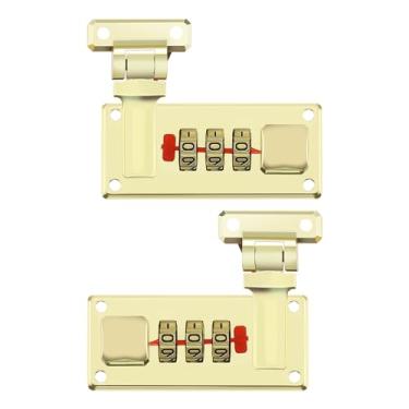 Imagem de SG Store Fechadura de combinação de mala, 2 peças, cadeado de combinação de ferrolho de bagagem, fechadura digital com senha para caixa de bagagem, estojo cosmético, Dourado, As shown in the picture