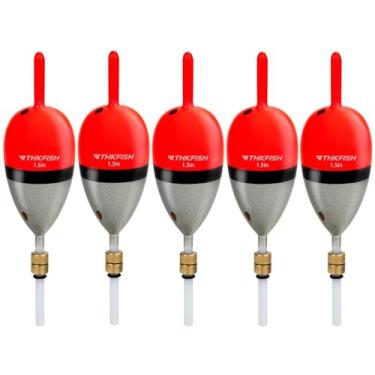 Imagem de THKFISH Boias de pesca Bobber Slip Bobber para peixe tipo balsa, para panfish, Walleye, salmão (vermelho, 3,8 cm x 5 peças)