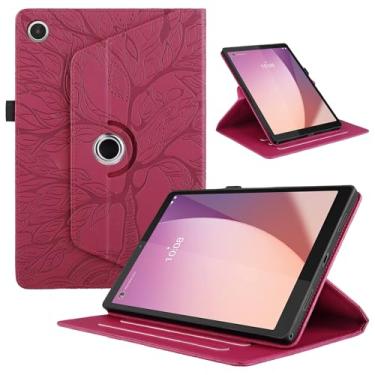 Imagem de Capa giratória para Lenovo Tab M8 4ª geração 20.3 cm (TB300FU/TB300FX) capa de couro PU leve com suporte para caneta para Lenovo Tab M8 4ª geração 2023-vermelho