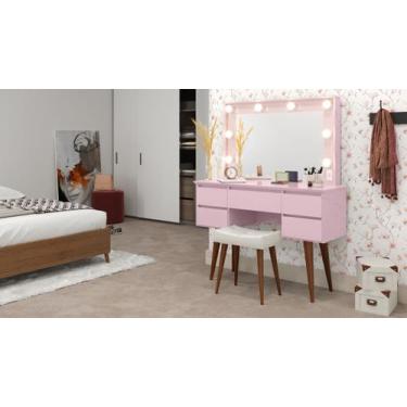 Imagem de Penteadeira Camarim Strass com Banqueta Rosa - Patrimar - Patrimar Móv