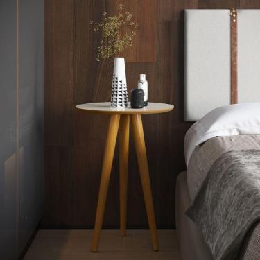 Imagem de Mesa Lateral Oval Para Sala Osaka Off White Freijo