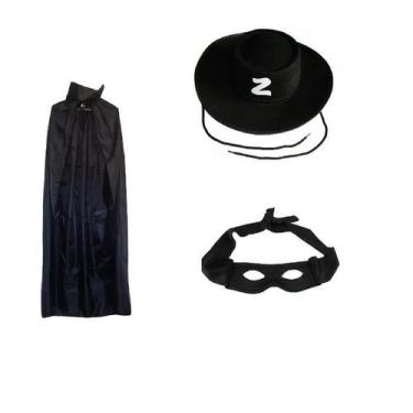 Imagem de Kit Fantasia Zorro Chapéu, Capa e Máscara Cosplay - Lynx