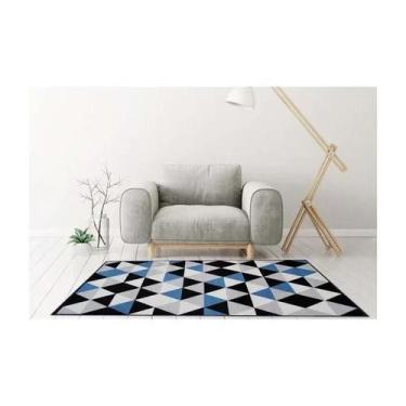 Imagem de Tapete Renaissance Verona 100X150Cm Geometrico 50 Preto Azul - Tapete 