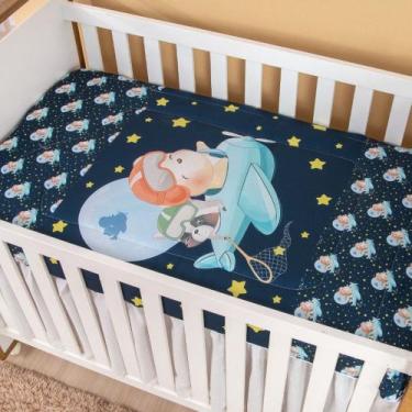 Imagem de Edredom de Berço Estampado Urso Aviador Marinho - Miguel Baby