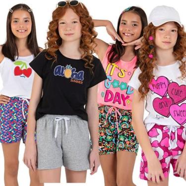 Imagem de Kit 5 Conjunto Infantil Menina Verão 1 ao 16 anos 10 Peças de Roupa de