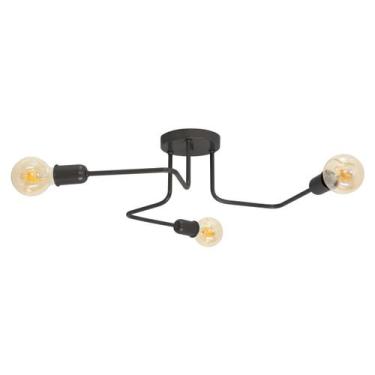 Imagem de Plafon Luminalux Assimétrico 3 Braços Phoenix Moderno Aranha, Preto