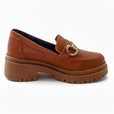 Imagem de Sapato Mocassim Tratorado Corrente Estilo Blogueira Couro legitimo Fem