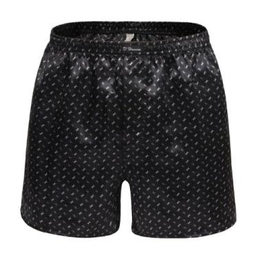 Imagem de Cueca Samba Canção Cetim Estampada Elástico Conforto Pijama Roupa de D