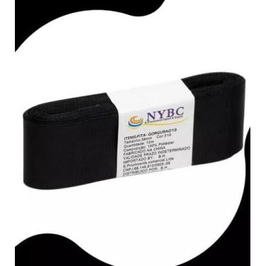 Imagem de Fita Gorgurão Artesanato Laço 10m 38mm Cores Variadas NYBC, Preto